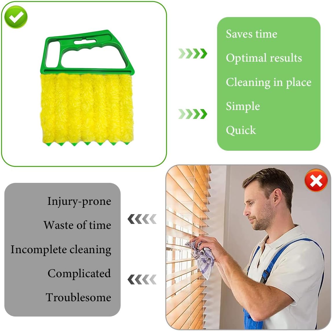 DXNQ 2 PCS Blind Cleaner Duster Tool, Window Venetian Hand-held 7 Finger Dusting Cleaner Brush, Blinds Cleaning Brush Tool for Window Shutters Air Conditioner, Car Accessories (Orange+Yellow)