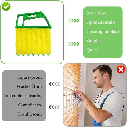 DXNQ 2 PCS Blind Cleaner Duster Tool, Window Venetian Hand-held 7 Finger Dusting Cleaner Brush, Blinds Cleaning Brush Tool for Window Shutters Air Conditioner, Car Accessories (Orange+Yellow)