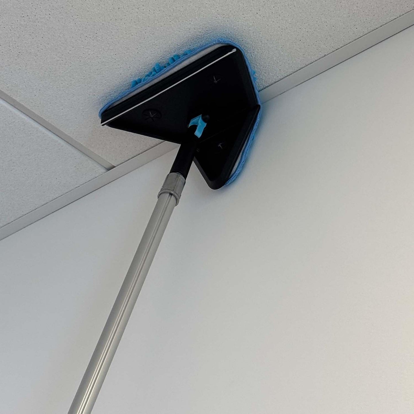 20 Foot Painted Wall Cleaner Mop with 12 Ft Heavy Duty Extension Pole, 3-in-1 High Ceiling Cleaning Tool with 4 Microfiber Chenille Pad, Cobweb Duster, Fan, Baseboard, Window Squeegee Kit (12ft)