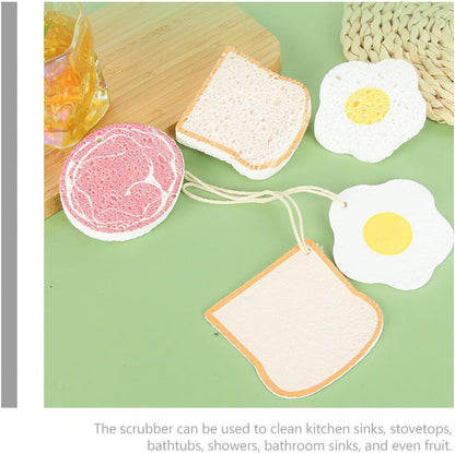 3pcs Dual-Sided Kitchen Dish Sponges Scrubber Set with Wood Pulp Cotton Material, Reusable Non-Scratch Pads for Pot and Pan Cleaning in Household Kitchens