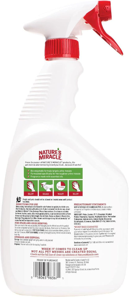 Nature’s Miracle Urine Destroyer Plus for Cats, Enzymatic Formula Tough on Strong Cat Urine And The Yellow Sticky Residue, 1 Gal