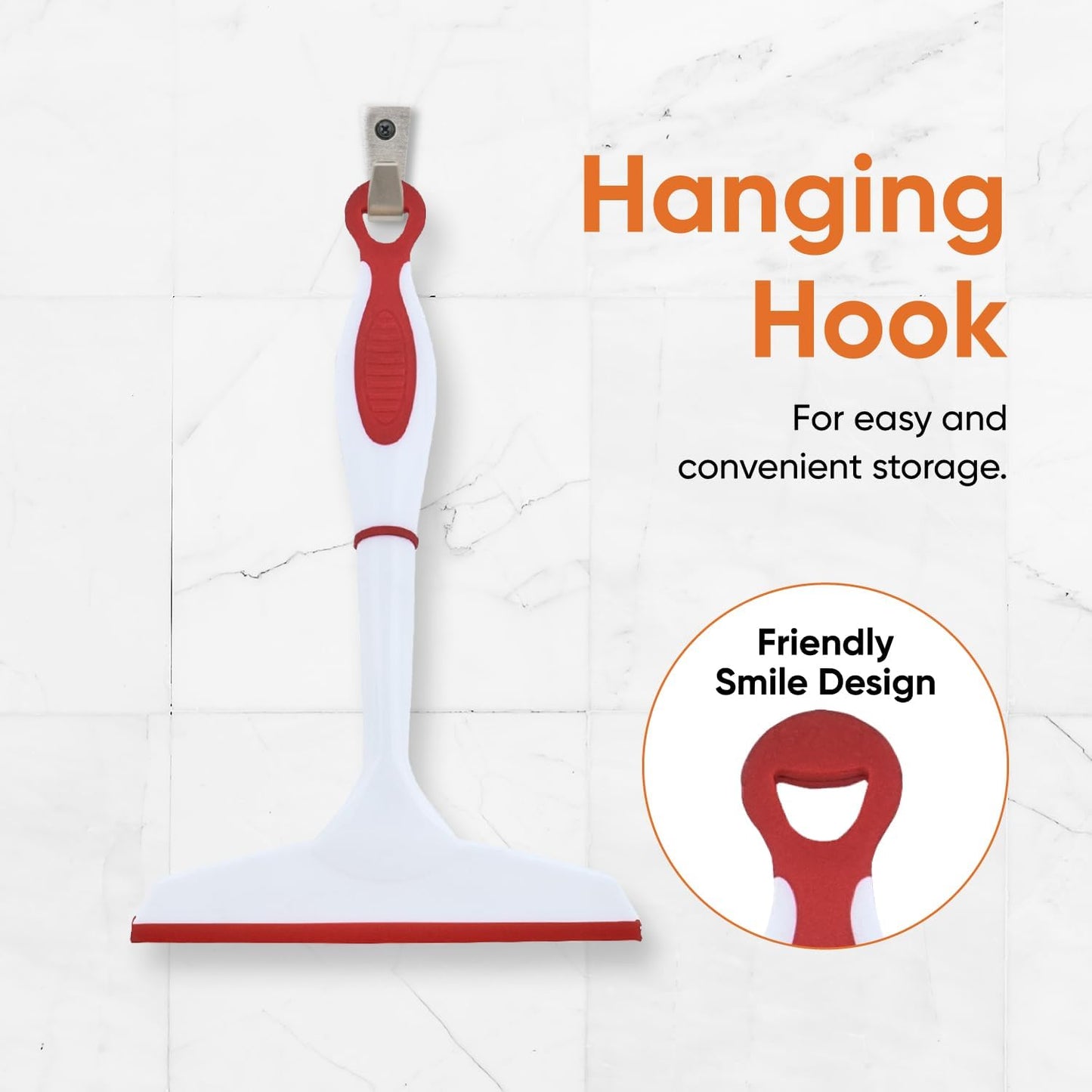 Superio Rubber Squeegee, 2 Pack, Streak Free All Purpose Window Squeegee, Comfort Grip Handle and Hanging Hook (Red, 10 Inch- 2 Pack)