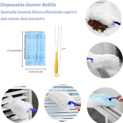 30 Pack Duster Refills Compatible with Swiffer Duster, Heavy Duty Multi Surface Duster Replacement with 1 Extra Handle for Cleaning Furniture, Blinds, Ceiling Fans and Car