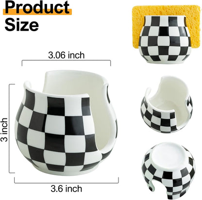 Zoeeker Sponge Holder for Kitchen Sink, Ceramic Dish Sponge Dish Rack Scrubby Caddy Kitchen Organizer Cute Sink Caddy Organizer, Farmhouse Decor, Speckled Glaze