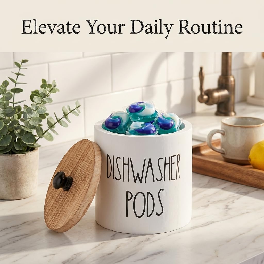 Dishwasher Pod Container Small Dishwasher Pod Holder With Lid Weekly Supply To Keep Fresh Round Storage Wide Opening Laundry Detergent Laundry Pod Holder Laundry Pods Container For Home Kitchens