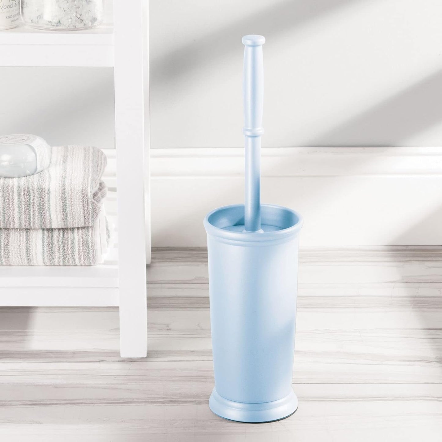 mDesign Metal Freestanding Slim Toilet Bowl Brush and Holder
