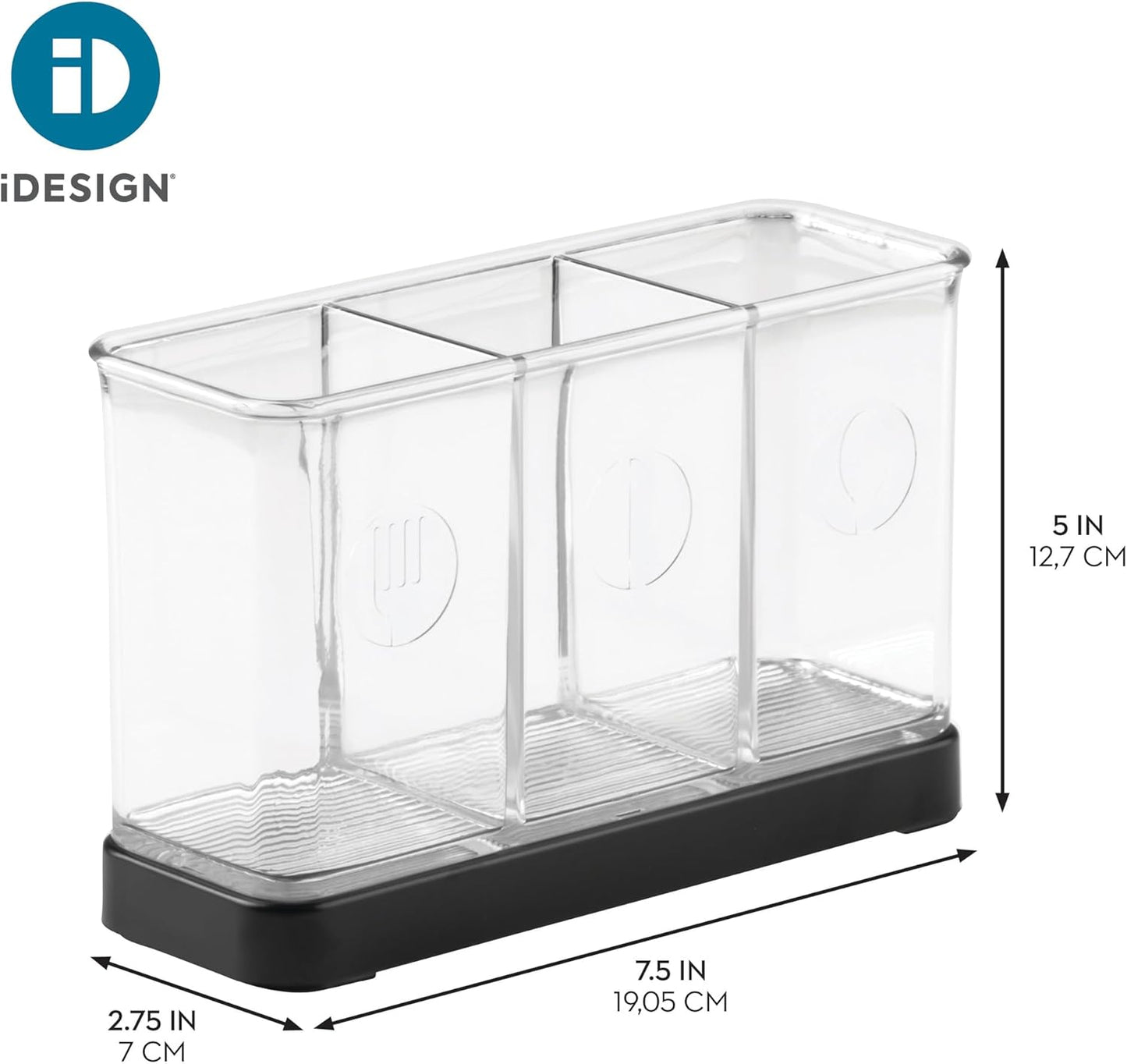 iDesign Forma BPA-Free Plastic Soap and Sponge Sink Organizer Caddy - 6" x 3.5" x 8.25", Clear/Matte Black