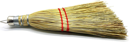 12 Inch Corn Handmade Broom Mini Whisk Made of Natural Corn Broom Straw with a Solid Metal Hang Design for Outdoor Car Porch Debris Dust Dirt Driveways Sidewalks Halloween