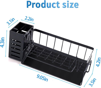 Kitchen Sink Caddy Organizer with Removable Brush Holder and Self Drain Tray, Kitchen Sink Organizer for Sponge, Soap,Dish Brush,Scrubber,Kitchen Essentials and Gadgets(Black)