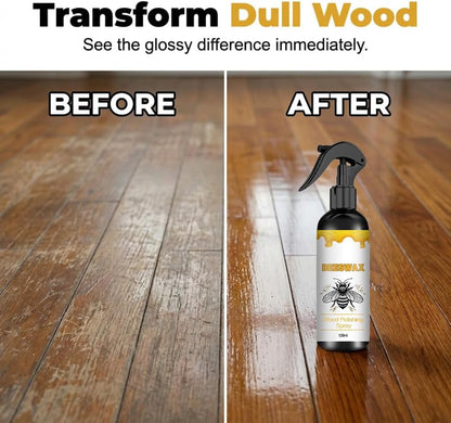 2026 Upgrade Natural Beeswax Care Spray Restorer, Beeswax Wood Polish Essential Oil Wax, Bees Wax Furniture Polish & Cleaner Spray for Wooden Product Floor (1 Set)
