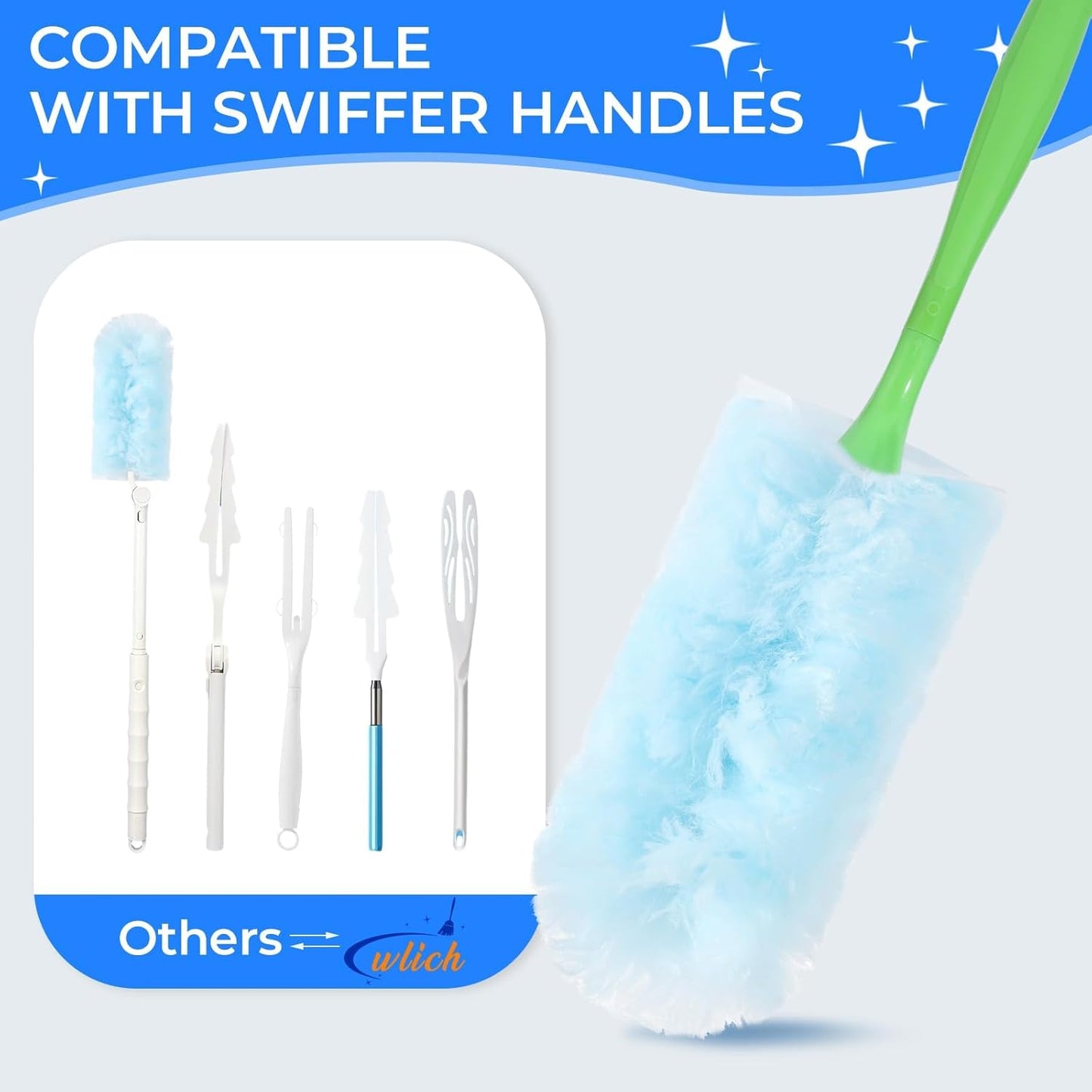 30PCS Disposable Dusters Refills Compatible with Swiffer,180 Degree Electrostatic Disposable Replacement Head for Home,Office,Ceiling Fans,Blinds and Furniture Dusting