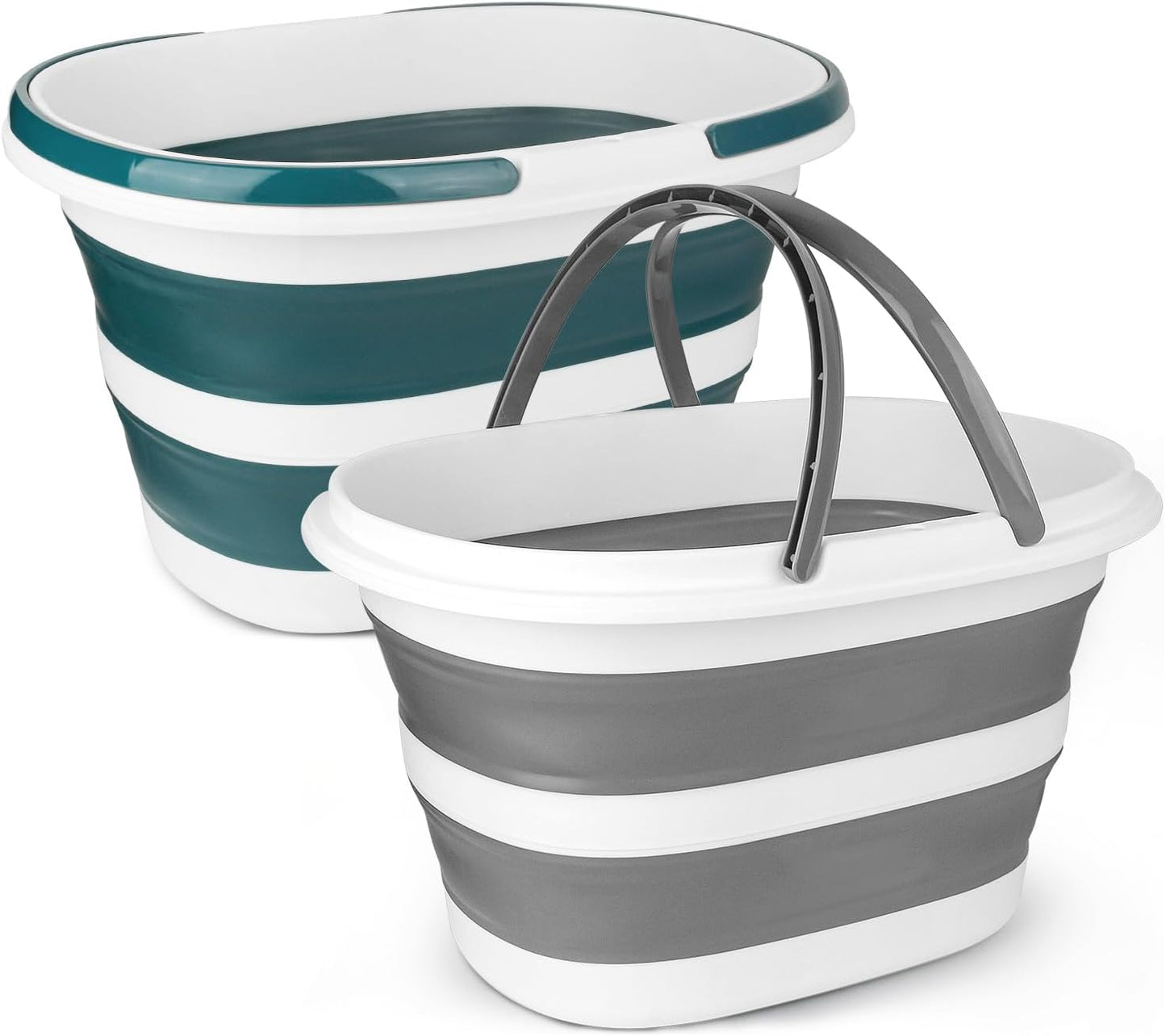 Collapsible Mop Bucket with Handle for Cleaning, 16L(4.2 Gallon) Silicone Square Mopping Bucket for Windows Cleaning or Car Washing, Cleaning Supplies Organizer Plastic Bucket for Storage