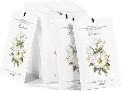 MYARO 12 Pack Fresh Linen Scented Sachets for Drawer, Closet & Car Air Freshener Bags | Odor Eliminator & Fabric Refresher | Crisp, Clean Home Fragrance Gift Set