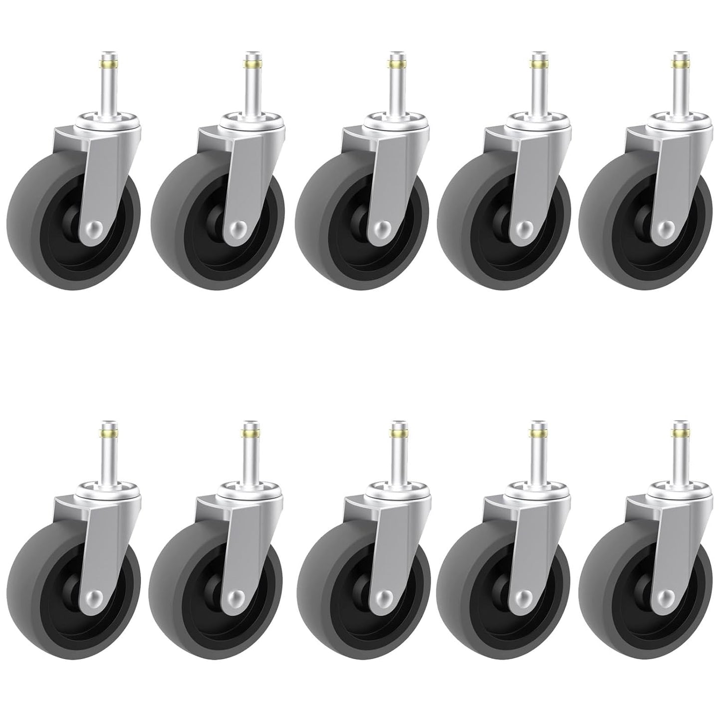 RILIDRI 3-Inch Swivel Stem Caster for Rubbermaid Mop Bucket Utility Cart, 7/16-Inch Stem Diameter Rubber Wheel Set of 4, Heavy Duty TPR Weber Grills Shop Vac Replacement Wheels
