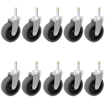 RILIDRI 3-Inch Swivel Stem Caster for Rubbermaid Mop Bucket Utility Cart, 7/16-Inch Stem Diameter Rubber Wheel Set of 4, Heavy Duty TPR Weber Grills Shop Vac Replacement Wheels