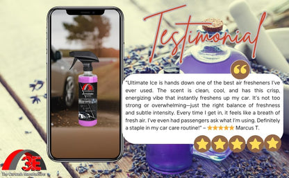 3E Car Air Freshener Premium Baby Powder Scent 16 fl oz – Professional Automotive Air Freshener & Odor Eliminator, Long-Lasting Interior Fragrance for Cars, Trucks, SUVs, RV, Home & Office