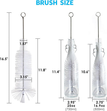 Bottle Brush - Ideal for Cleaning Narrow Neck Swing Top Glass, Brewing, Wine, Beer, Soda, Spray, Kombucha Bottles (White+1Pack)
