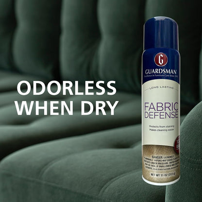 Guardsman Fabric Defense & Upholstery Water Repellent Spray, Protector & Stain Prevention for Microfiber, Rugs, Carpeting, Fabric Furniture, Apparel, and Shoes, Unscented, 11 oz