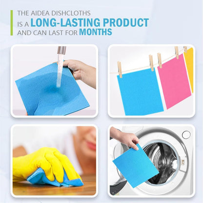 AIDEA Swedish Dishcloths for Kitchen-10PK, Absorbent Sponge Dish Cloth, Dishcloths for Washing Dishes, Reusable Paper Towels Dish Cloths, Swedish Towels for Home, Kitchen, Glass, 7" x 6"