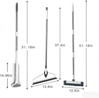 Hands-Free Self Wringing Flat Mop - Microfiber Floor Cleaning Tool with Washable Pads, Scrub Brush, Squeegee (1 Mop+6 Pads+1 Brush+1 Glass Wiper)