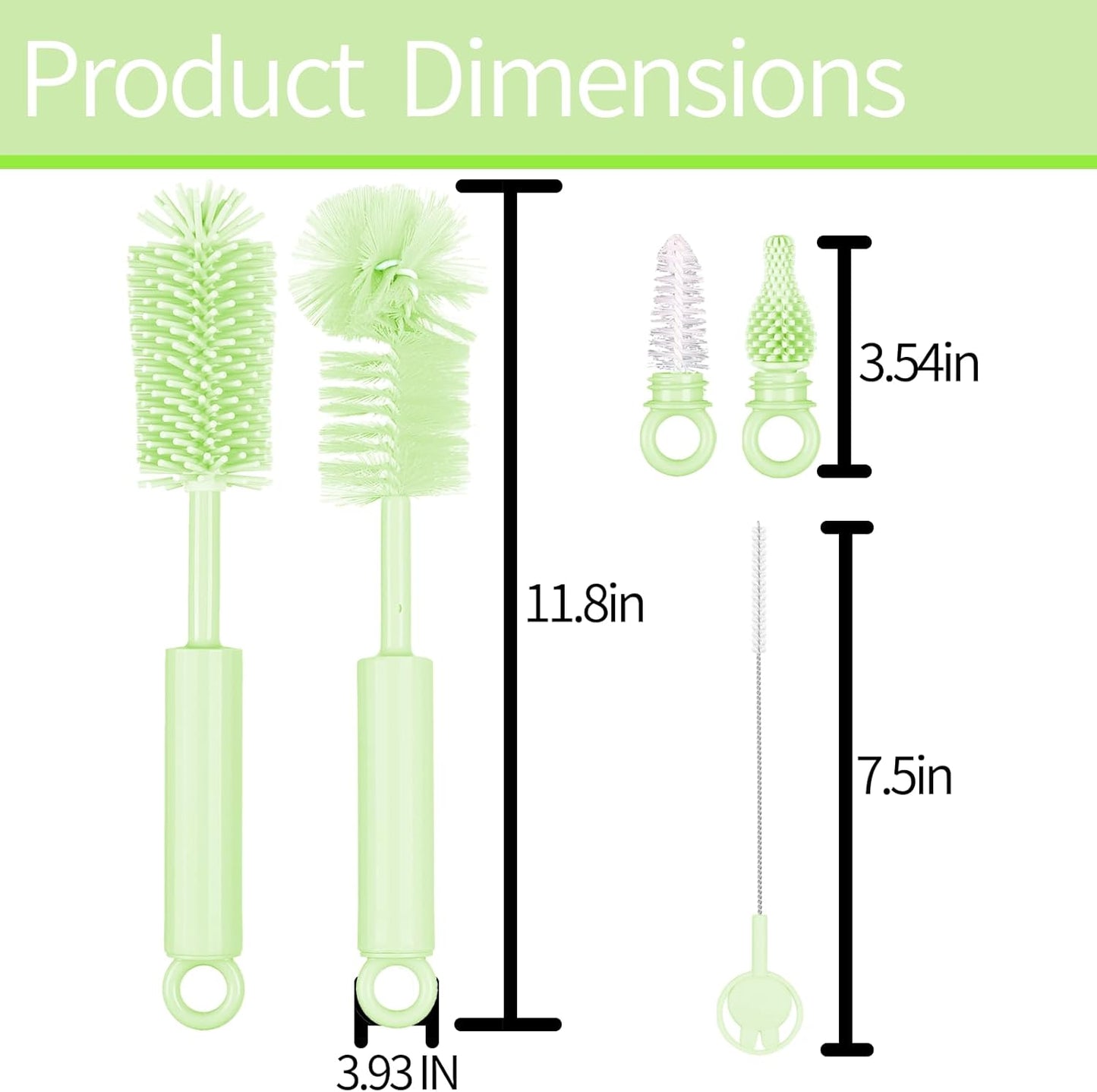 Silicone Bottle Brush Set - 5 in 1 Silicone & Nylon Bottle Cleaner BPA-Free for Owala 24oz/32oz/40oz Cup, Multifunctional Cleaning Kit for Owala/Stanley/Yeti Tumbler Cup Accessories - Blue
