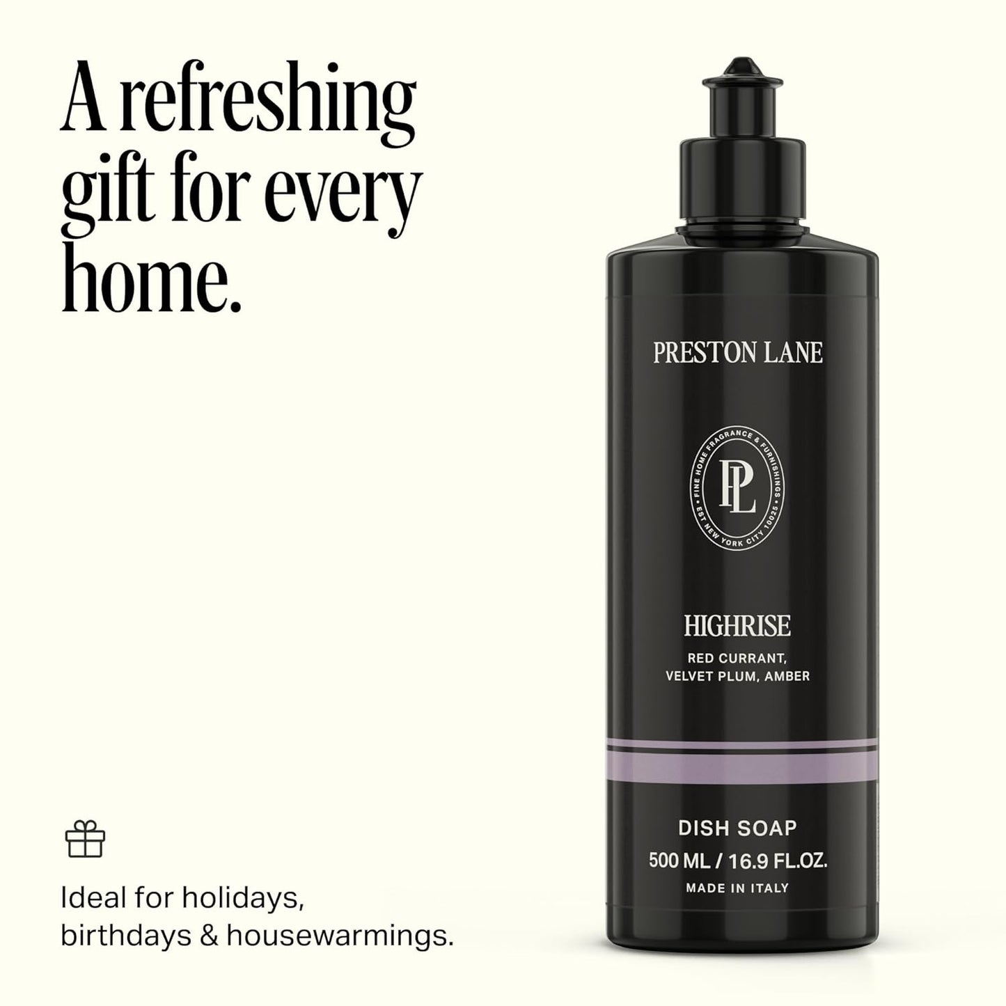 Preston Lane Luxury Dish Soap, Mayfair Scent | Plant Powered Formula with Essential Oils | Tough on Grease, Gentle on Hands | Vegan, Cruelty Free, Clean Ingredients