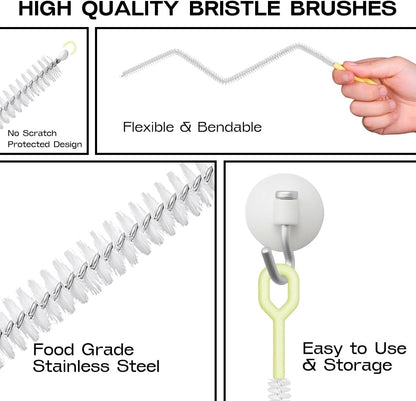 Straw Clean Brush Extra Long Straw Tube Brushes for Cleaning, Reusable Drinking Straw Cleaner Brush Set, Glass Pipe Cleaning Brush (12 inch)
