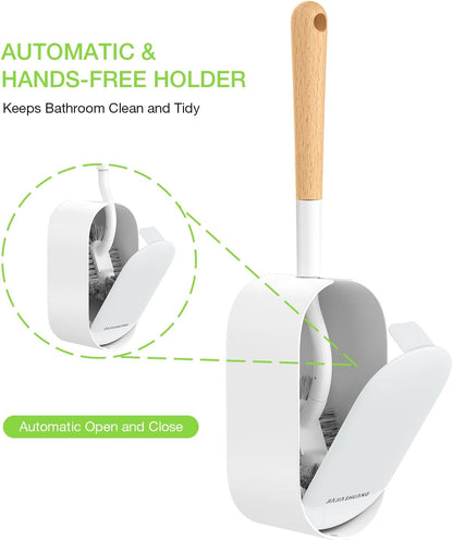 Toilet Bowl Brush and Holder, OSCIOSS Toilet Brush Set with Ergonomic Design, Compact Size, Durable Bristles, RV Toilet Brushes & Holders for Dead Corner Clean, White