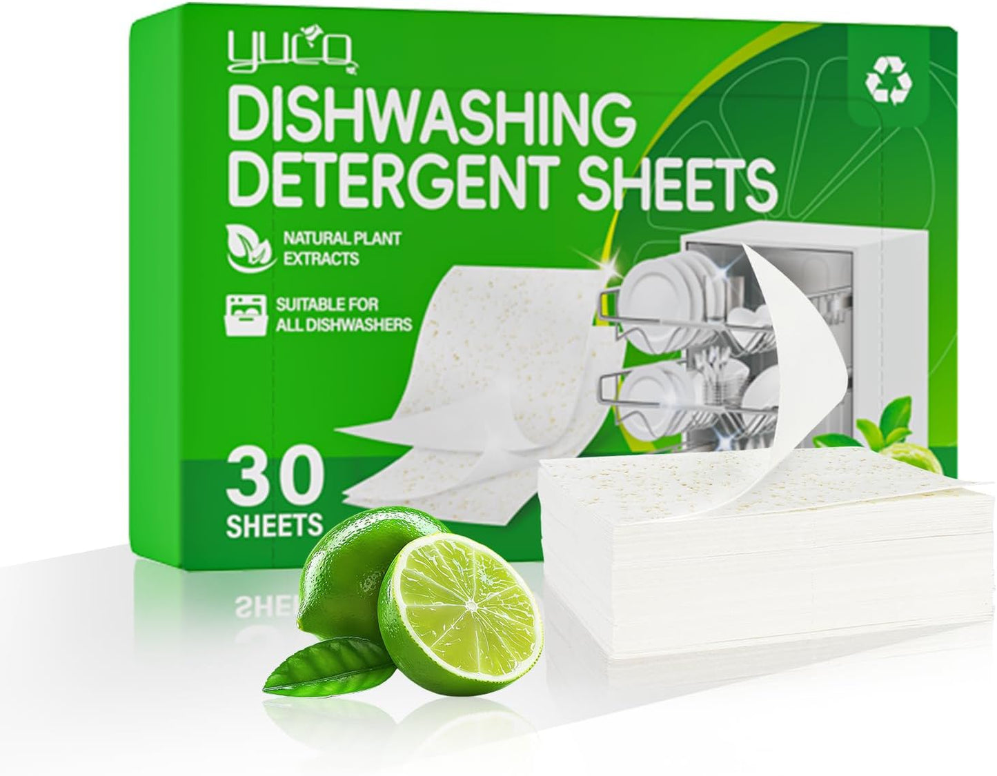 Dishwasher Detergents Sheets-100% Natural Plant-Based Eco Dishwashing Soap Solid Enzymes Grease Removal & Shiny Finish Compatible with Large & Small Dishwashers Tablets Residue-Free (Orange)