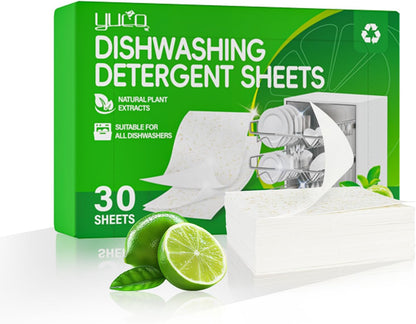Dishwasher Detergents Sheets-100% Natural Plant-Based Eco Dishwashing Soap Solid Enzymes Grease Removal & Shiny Finish Compatible with Large & Small Dishwashers Tablets Residue-Free (Orange)