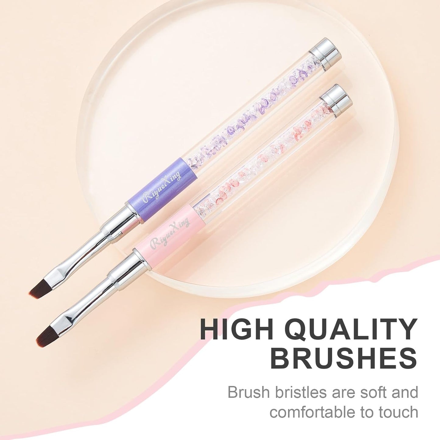 3PCS Nail Art Clean Up Brushes -Round/Angled Nail Brushes for Cleaning Polish Mistakes on the Cuticles, Brushes for Nail Art and Designs Painting DIY