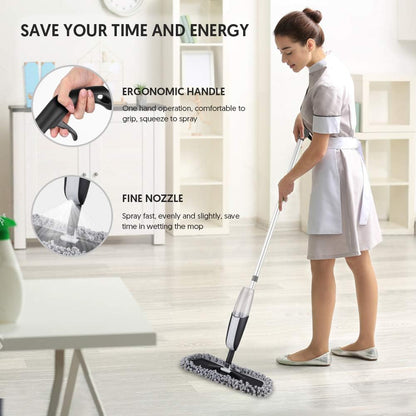 Microfiber Wet Spray Mops for Hardwood Floor Cleaning, Dry Wet Dust Wood Floor Mop with 4 Reusable Washable Mop Pads Refills Fit for Swiffer Power Mop, Flat Floor Mop for Laminate Ceramic Vinyl Tile