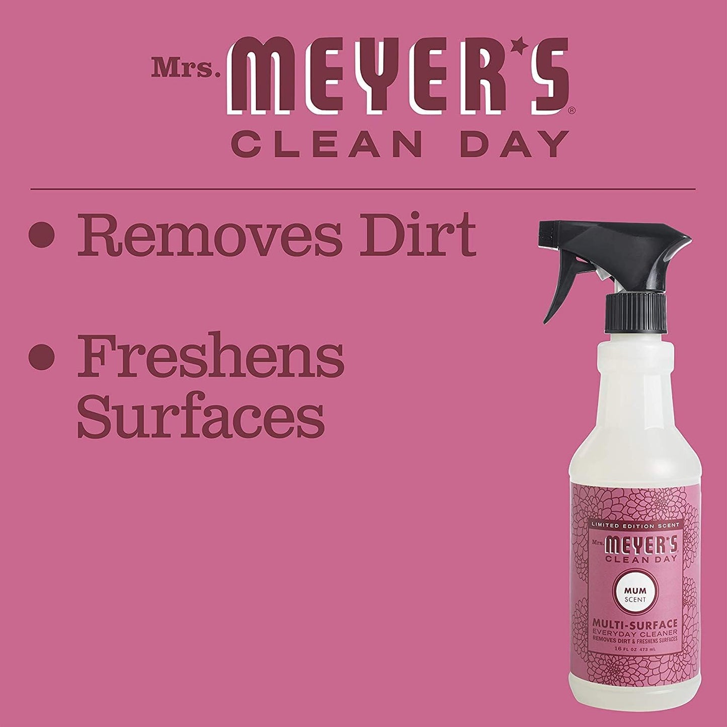 MRS. MEYER'S CLEAN DAY Multi-Surface Everyday Cleaner, Rose Scent, 16 Fl Oz Bottle