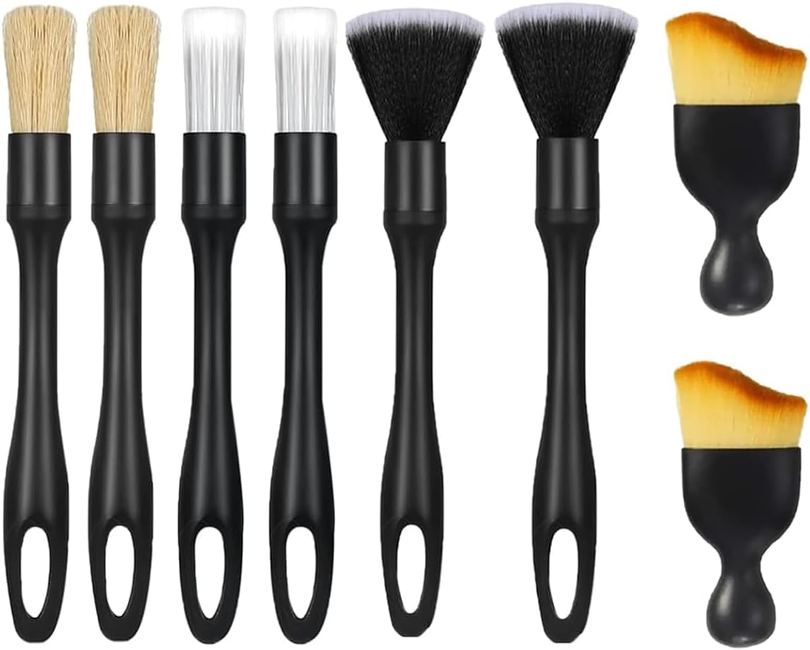 8PCS Car Detailing Brush Set, Car Detailing Brush, Soft Car Cleaning Brush, Suitable for Cleaning Car Interiors, Including Air Vents, Center Console, Seat Gaps, and More
