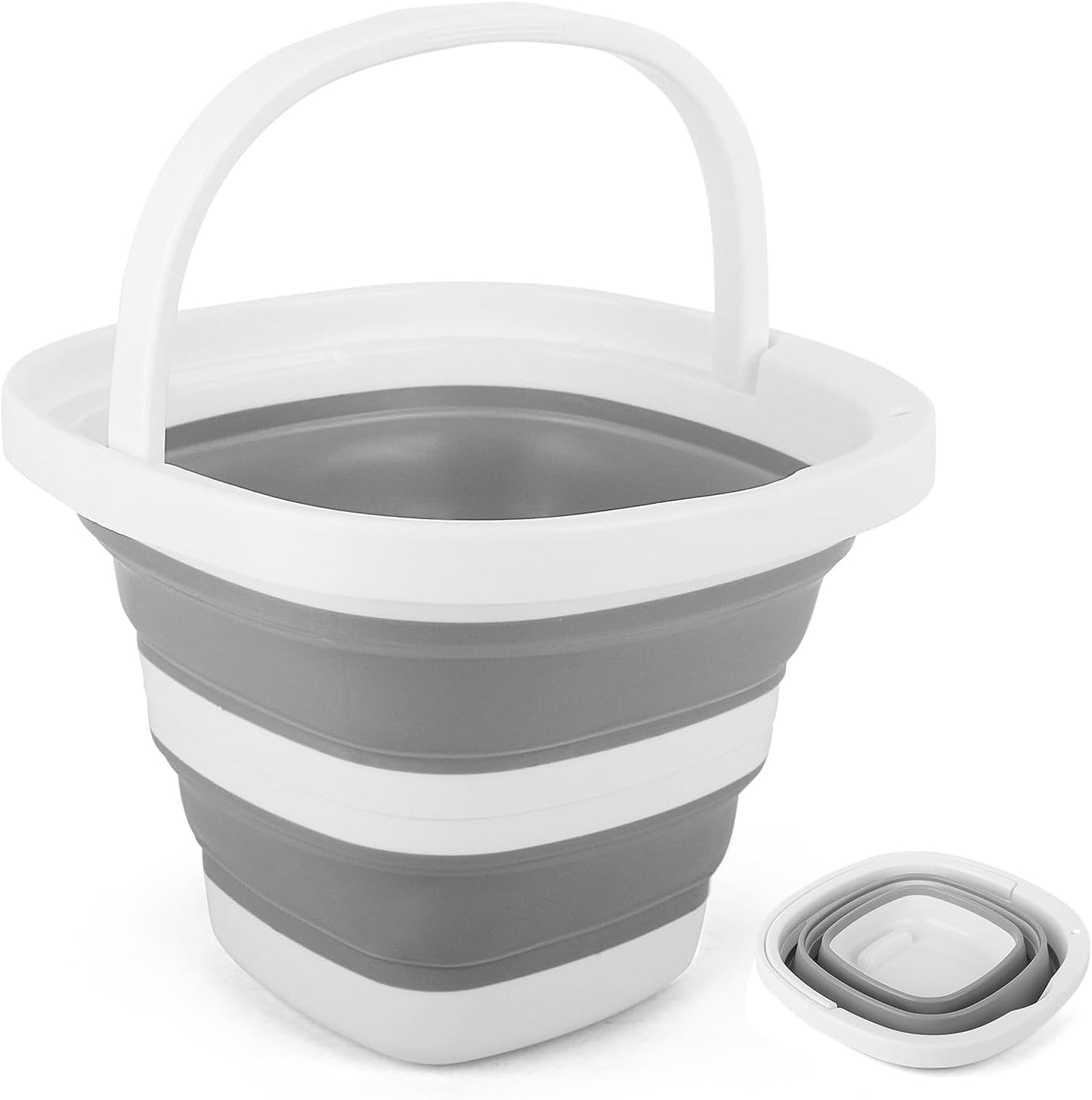 Collapsible Mop Bucket and Ice Bucket-5L(1.3 Gallon) Household Cleaning Silicone Dust Mops Bucket, Portable Bathroom Cleaning Supplies Square Bucket for Cleaning