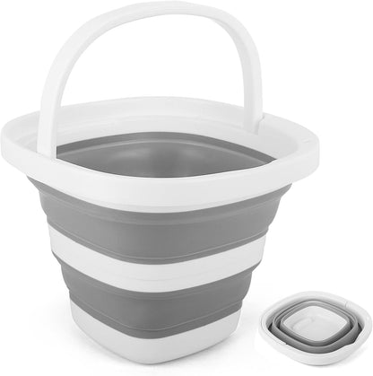 Collapsible Mop Bucket and Ice Bucket-5L(1.3 Gallon) Household Cleaning Silicone Dust Mops Bucket, Portable Bathroom Cleaning Supplies Square Bucket for Cleaning