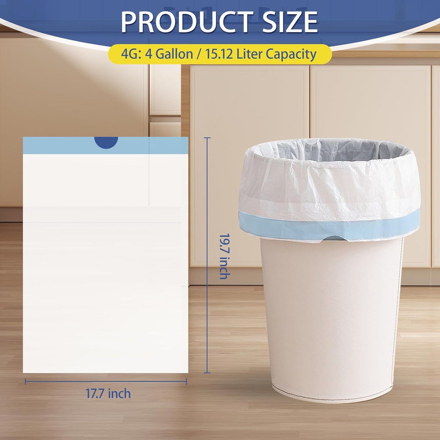 3 Gallon Trash Bags Drawstring 0.96 Mil - 120 Count 12 Liter Small Garbage Bags for Bathroom, Strong White Unscented Plastic Wastebasket Bin Liners for Toilet Office and Bedroom