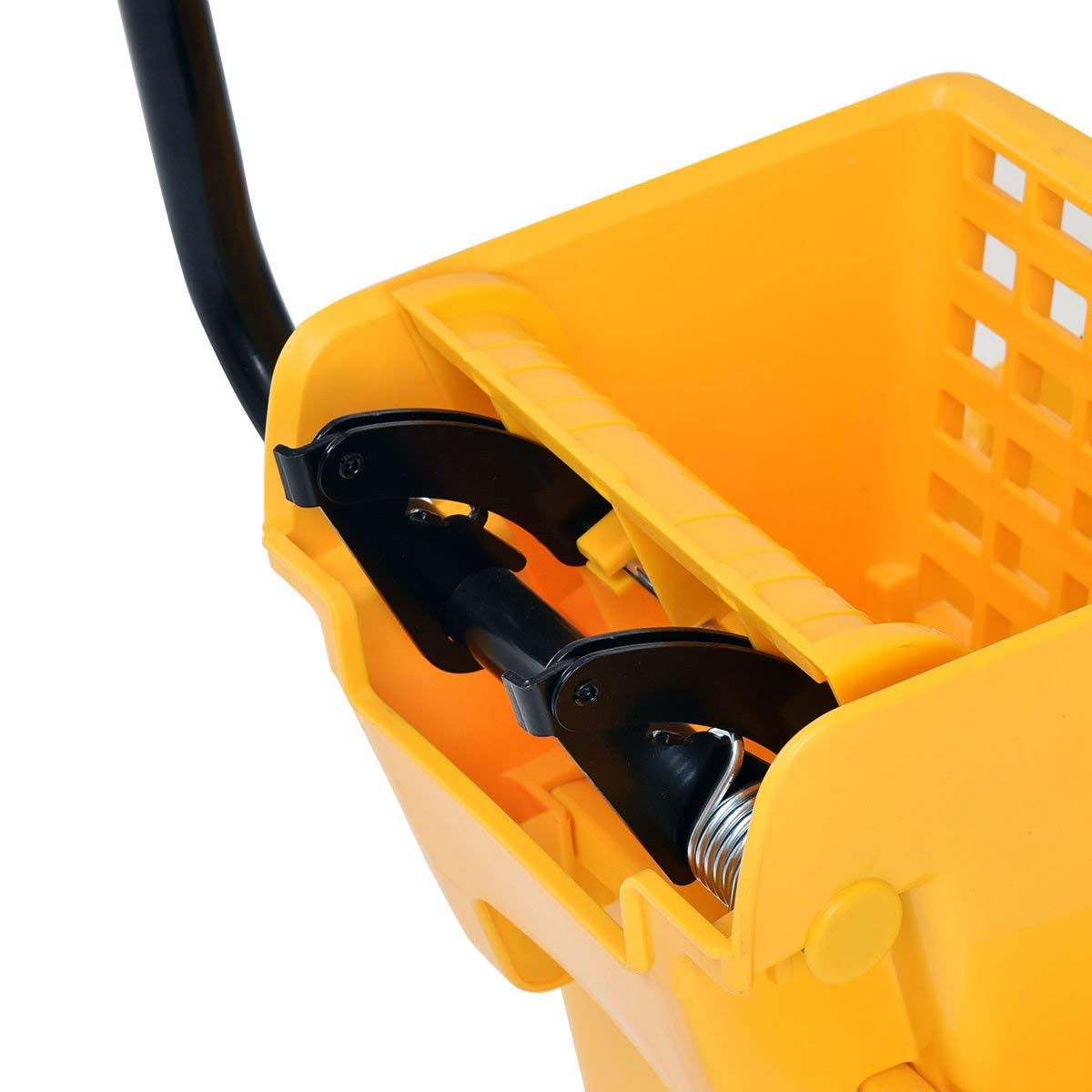 Giantex Side Press Wringer Commercial Mop Bucket, 35 Qt Larger Capacity Cleaning Caddy with Wheels, Yellow