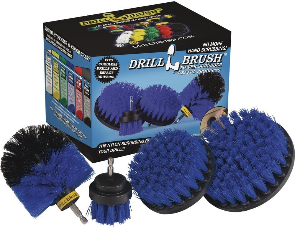 Nylon Drill Brush Attachment Set for Bathroom Cleaning - Power Scrubber Brush Kit for Bathtub, Shower, Tile, and Grout - All-Purpose Household Cleaning Brushes for Drill - Electric Grout Cleaner Kit