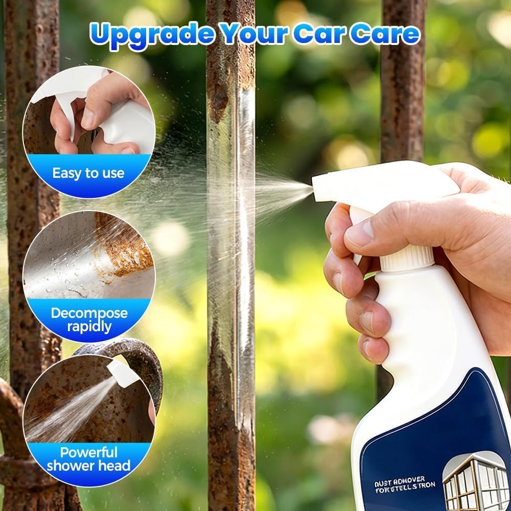 Rust Remover Spray for Metal, Powerful Rust Remover Heavy Duty Metal Cleaner, Multipurpose Rust Stain Remover for Metal, Stainless Steel, Automotive Parts, Fast Acting (1PCS)