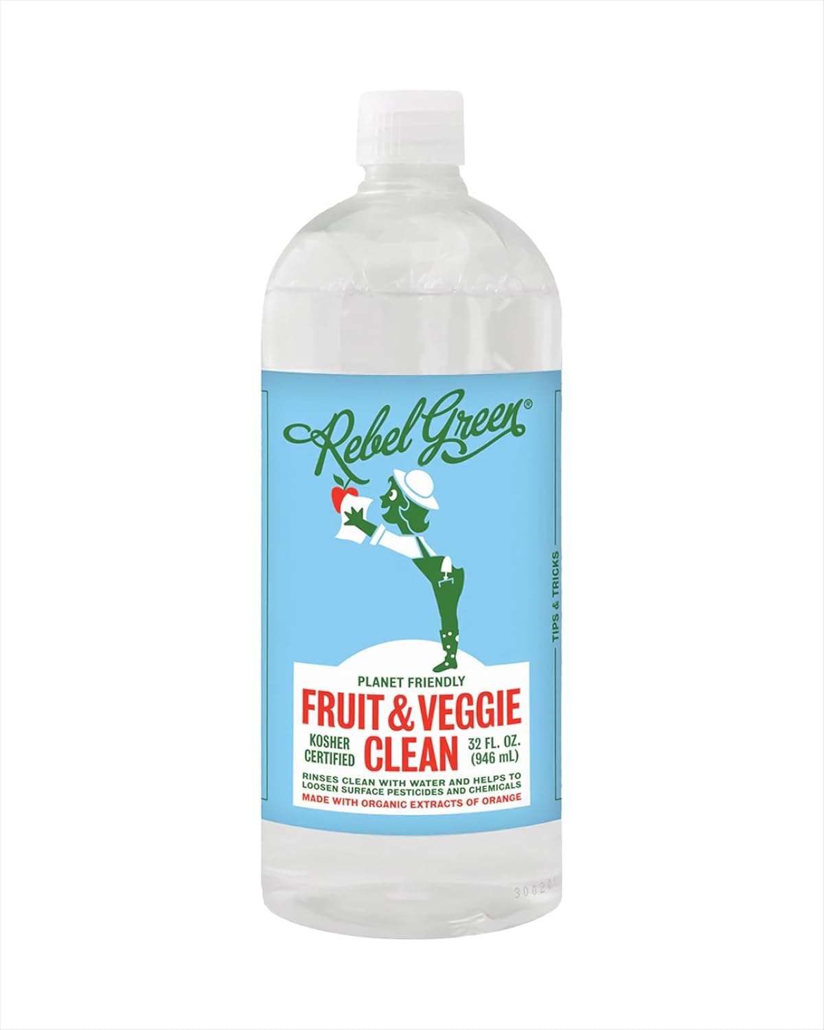 Rebel Green Fruit & Veggie Clean - Plant-Based Produce Cleaner - Natural Fruit and Vegetable Wash with No Aftertaste - Dirt & Grime Removal - Made with Organic Extracts of Citrus - 16 FL OZ