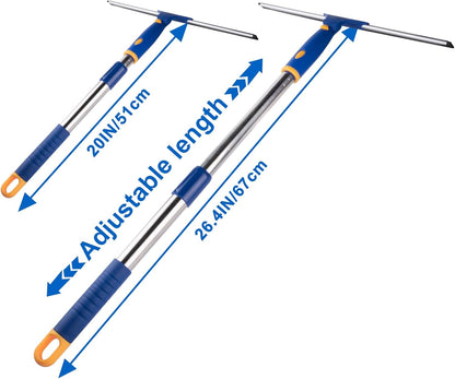ITTAR 14 inch Multi-Purpose Shower Squeegee for Glass Doors, Swivel Window Squeegee with 1 Refill Rubber Blade, Extendable Bathroom Cleaner Tool for Shower Door Window Mirror Wall Car Windshield