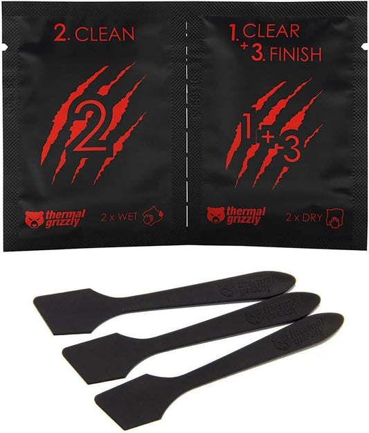 Thermal Grizzly Thermal Paste Spatula (3-Pack) and Cleaning Wipes Bundle