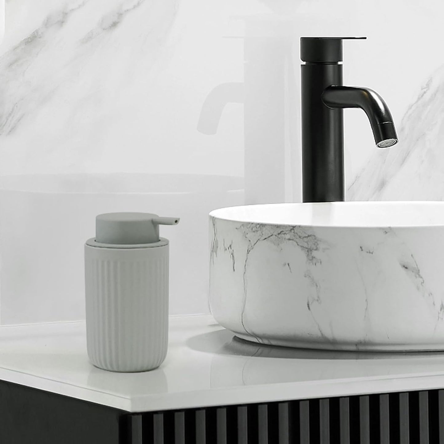 BosilunLife Dish Hand Soap Dispenser - Liquid Pump Soap Dispenser for Bathroom Decro 12oz Ceramic Kitchen Dish Dispenser with Rust-Proof Liquid Pump Modern Refillable Lotion Bottles