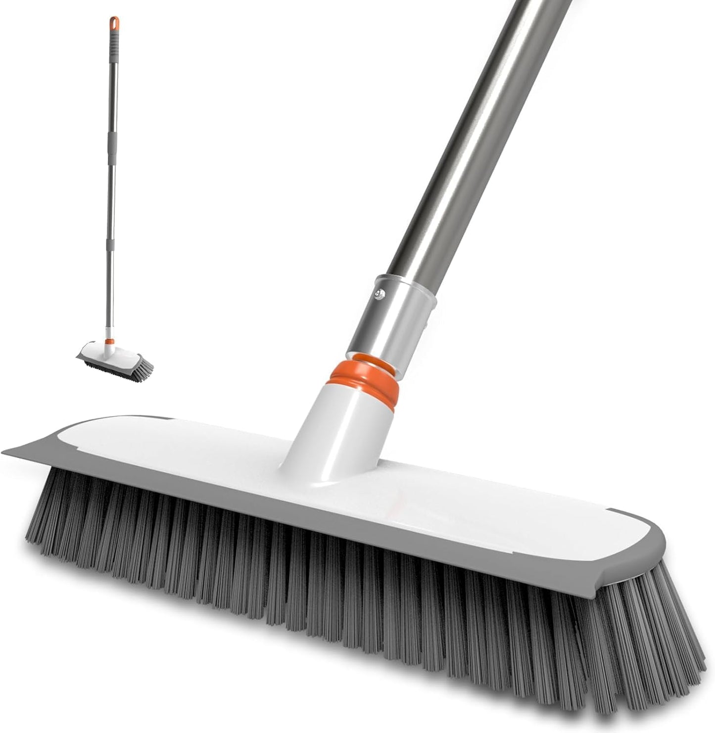 ITTAR 55" Extendable Floor Scrub Brush, 12" Wide Heavy-Duty 2-in-1 Scrub & Squeegee Deck Brush for Tile Grout Shower Floor, Kitchen, Restaurant, Patio & Garage Cleaning