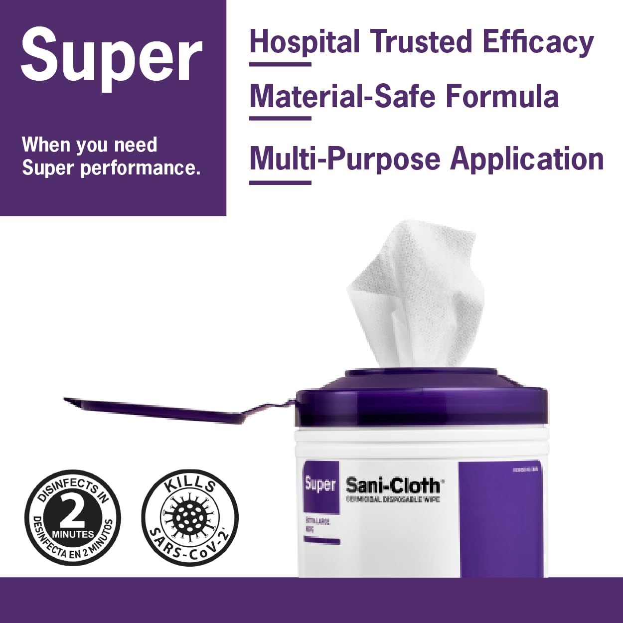 Professional Disposables Surface Disinfectant Super Sani-Cloth Wipes, 160Count