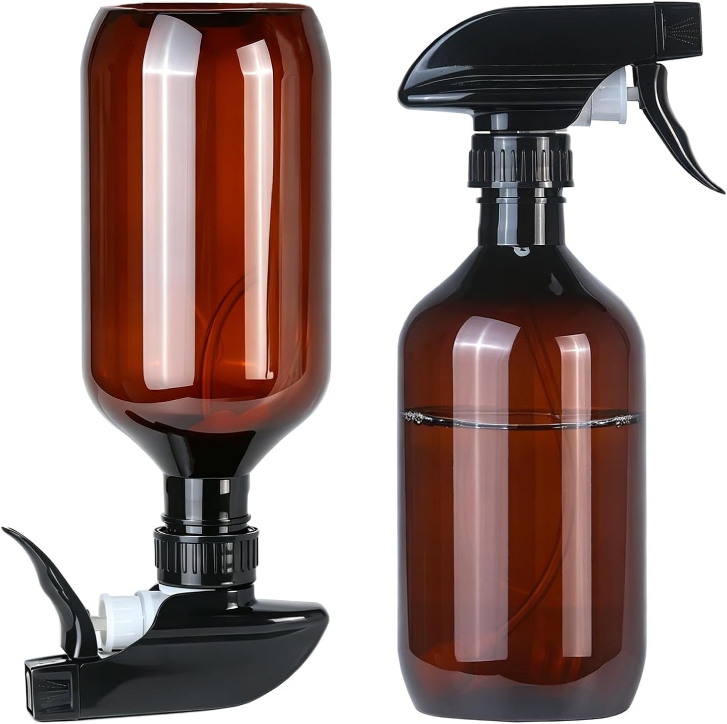 2 Pack 360° Spray Bottles, 10 oz Plastic Small Containers with Adjustable Spray Nozzles, Spray Bottles for Hair, Cleaning Solutions, BBQ and Plants Clear
