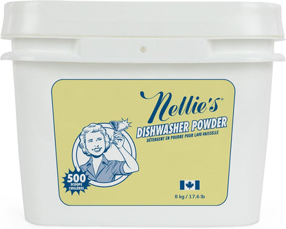 Nellie's Dishwasher Powder - 50 Load - Plant-Based Dishwasher Detergent - Septic Safe, Fragrance-Free - Easily Penetrates Grease & Food Particles - Phosphate-Free - (Made in Canada)