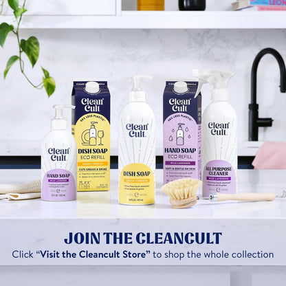 Cleancult - Lemon Verbena - Liquid Dish Soap - Refillable Aluminum Bottle - Dish Soap that Cuts Grease & Grime - 16 oz - 1 Pack