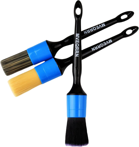 MVEQRRN 6pcs Car Detailing Brush Set-2pcs Boars Hair Car Detailing Brushes,2pcs Ultra Soft No Scratch Detailing Brush for Air Vent,Leather Seat 2pcs Detail Brushes car Detailing for Interior Exterior